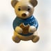 VTG 11” blue sweater country home cookie bear treat jar usa california