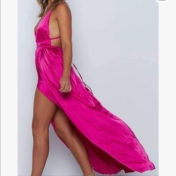 NEW Sexy Deep V Neck Backless Cocktail Maxi Dress