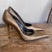 STUART WEITZMAN Classic Gold Leather Stiletto Pumps Metal Heels Woman’s 8M Spain