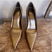 STUART WEITZMAN Classic Gold Leather Stiletto Pumps Metal Heels Woman’s 8M Spain
