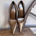 STUART WEITZMAN Classic Gold Leather Stiletto Pumps Metal Heels Woman’s 8M Spain