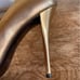 STUART WEITZMAN Classic Gold Leather Stiletto Pumps Metal Heels Woman’s 8M Spain