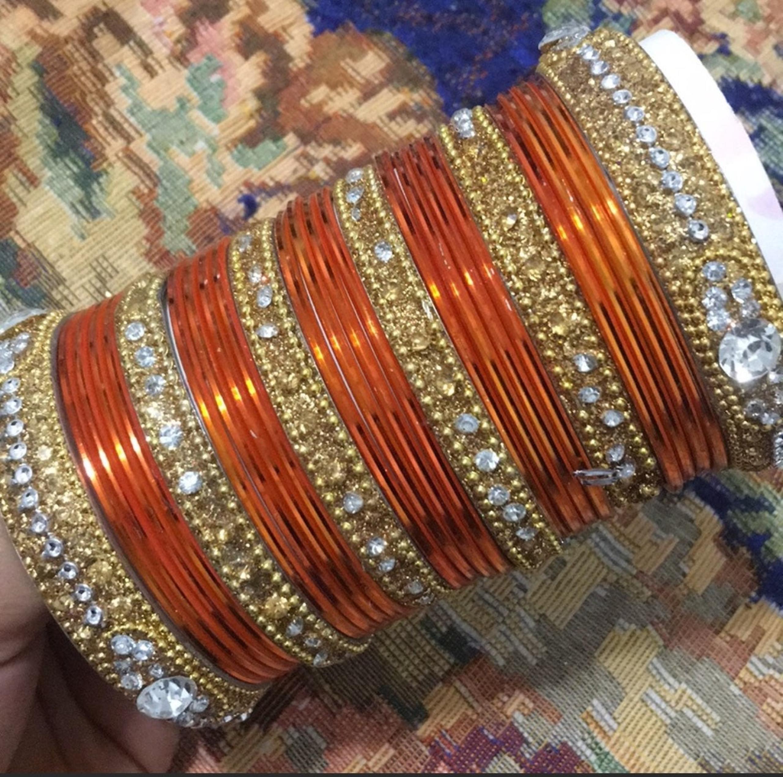 Exquisite Gold/Orange Indian bangle Set