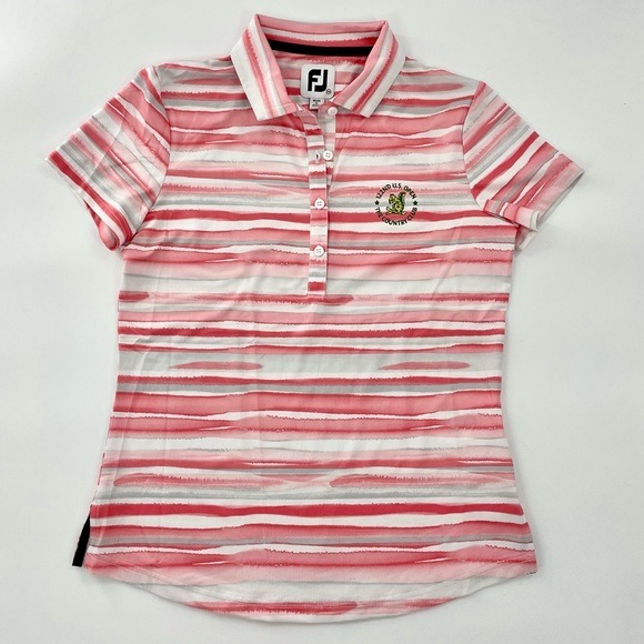 FootJoy 122nd US OPEN The Country Club Pink Watercolor Short Sleeve Golf Polo