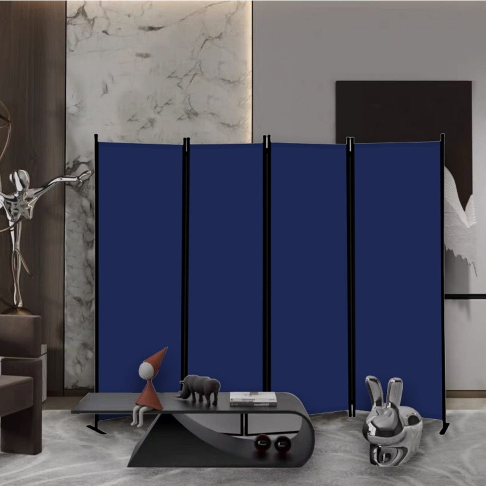 4 panel folding room divider privacy screen room partition blue color new in box
