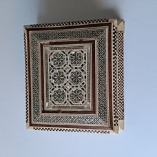 Vintage Egyptian Mother of Pearl Cigarette Case Décor in laid Wooden Musical Box