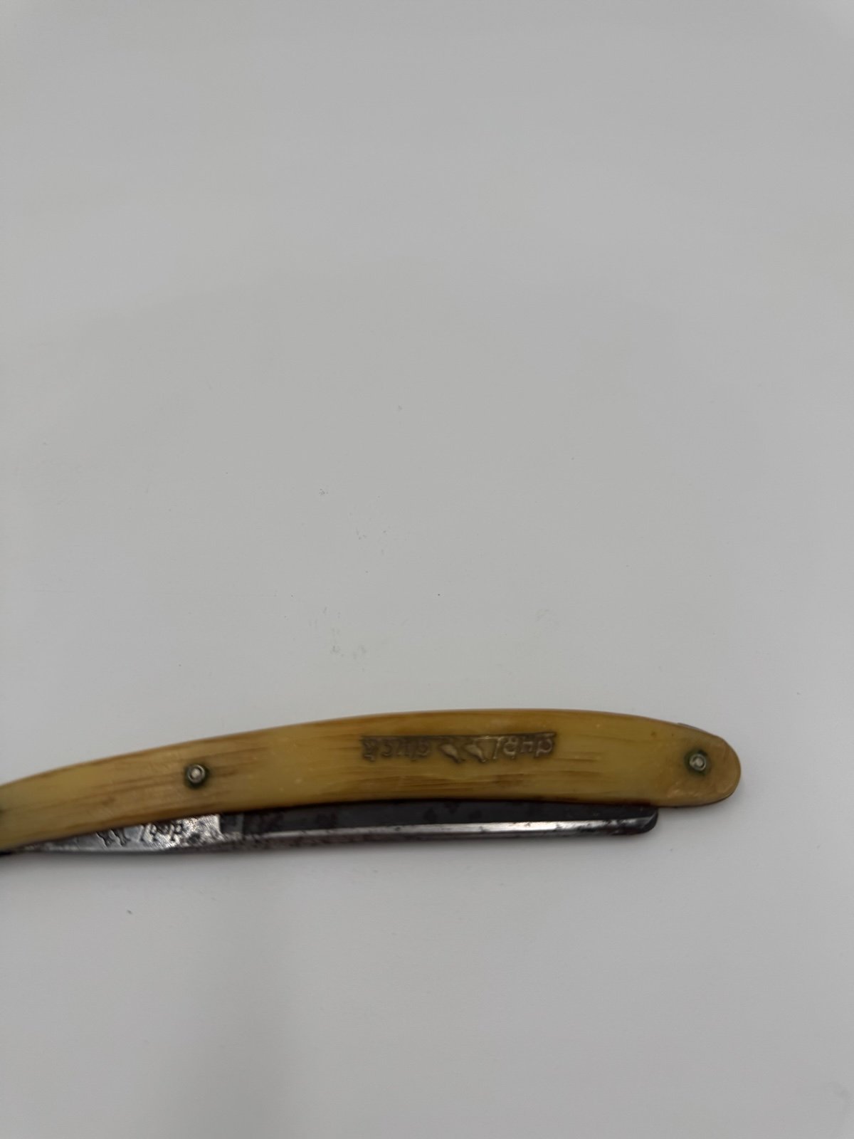 Vintage Straight Razor Cut Throat Blade Shaving Knife Steel & Bone Shell Duck