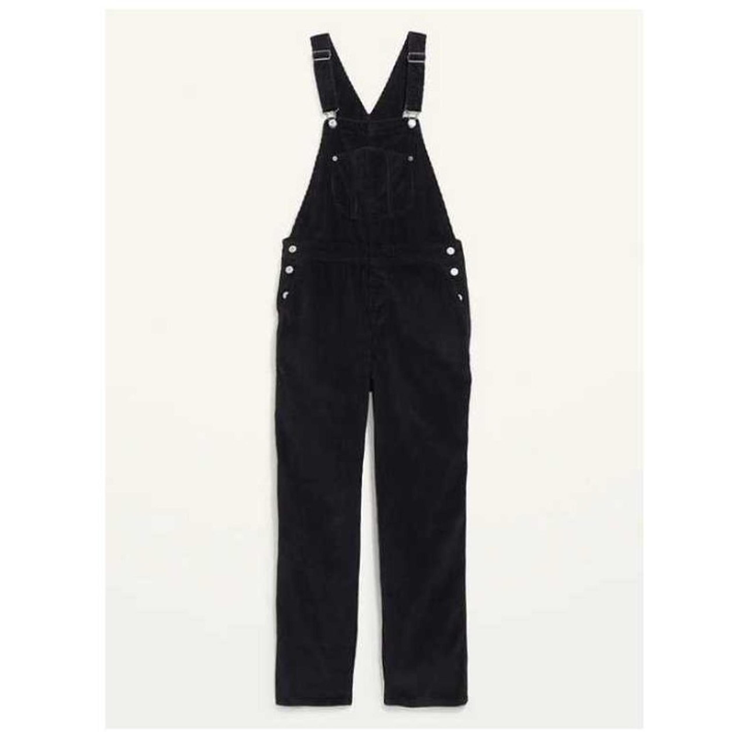 New women's 18 Old Navy dark navy corduroy slouchy straight workwear overalls