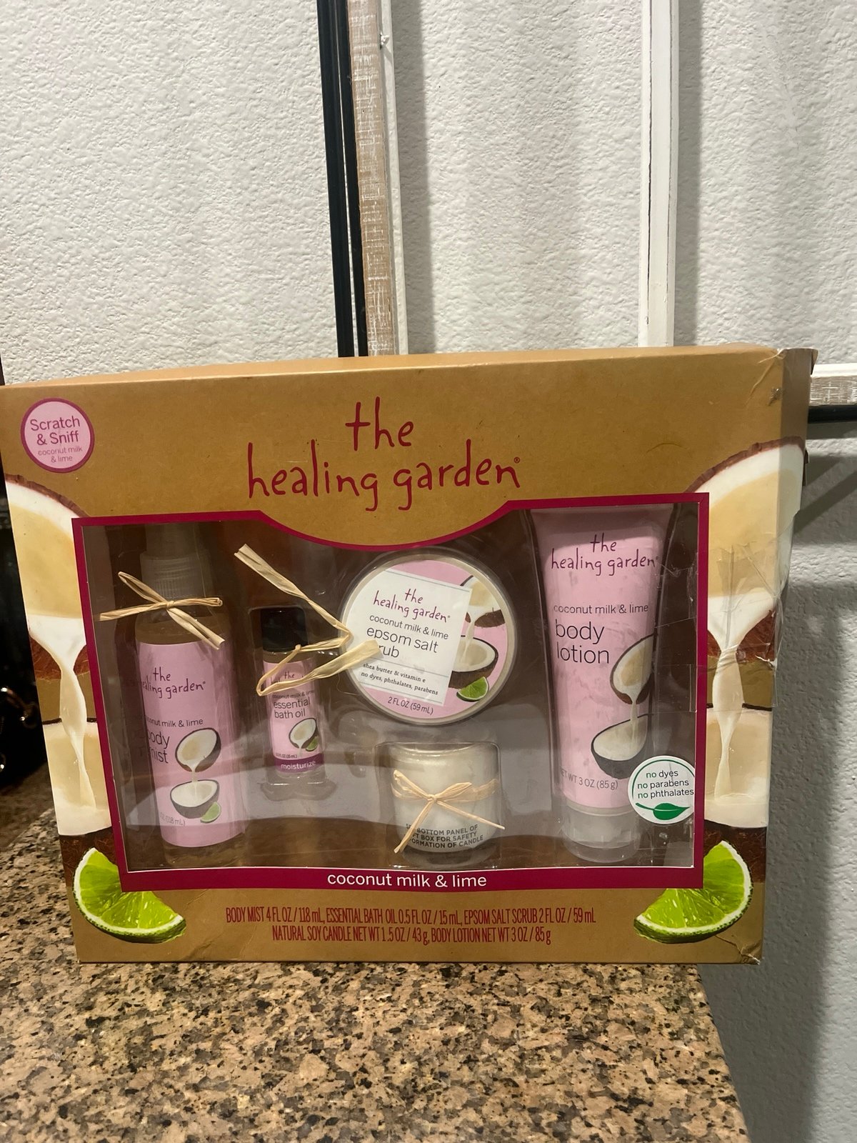 The Healing Garden Coconut Milk & Lime Body Mist Bath Oil Lotion Salt Scrub Set
