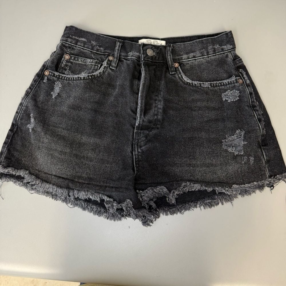 We the Free Women's Size 28 black denim cheeky cutoff buttonfly shorts