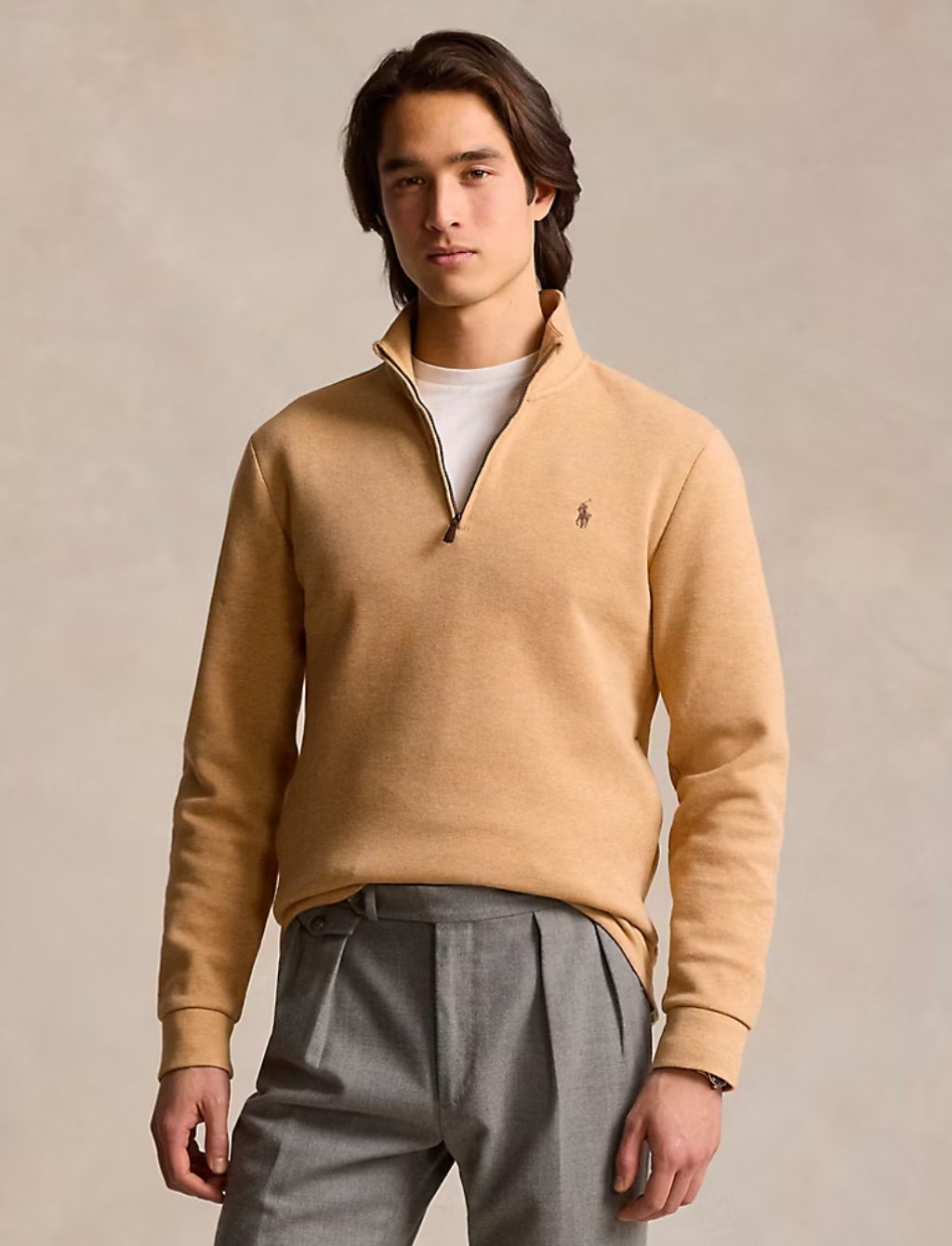 ralph lauren double knit mesh quarter zip pullover | free shipping