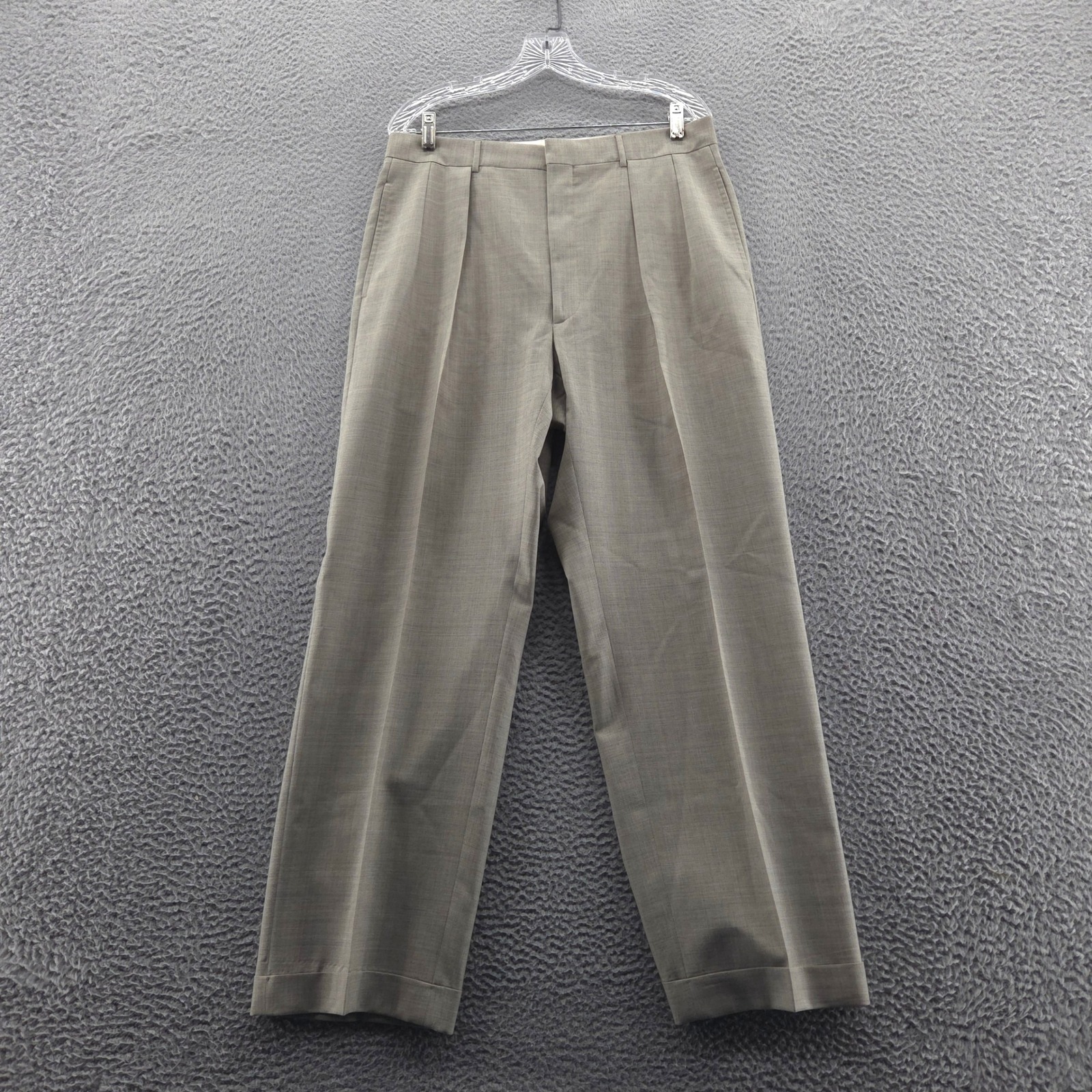 Polo Ralph Lauren Mens Virgin Wool Straight Dress Pant 34x29 Beige Italy Vintage