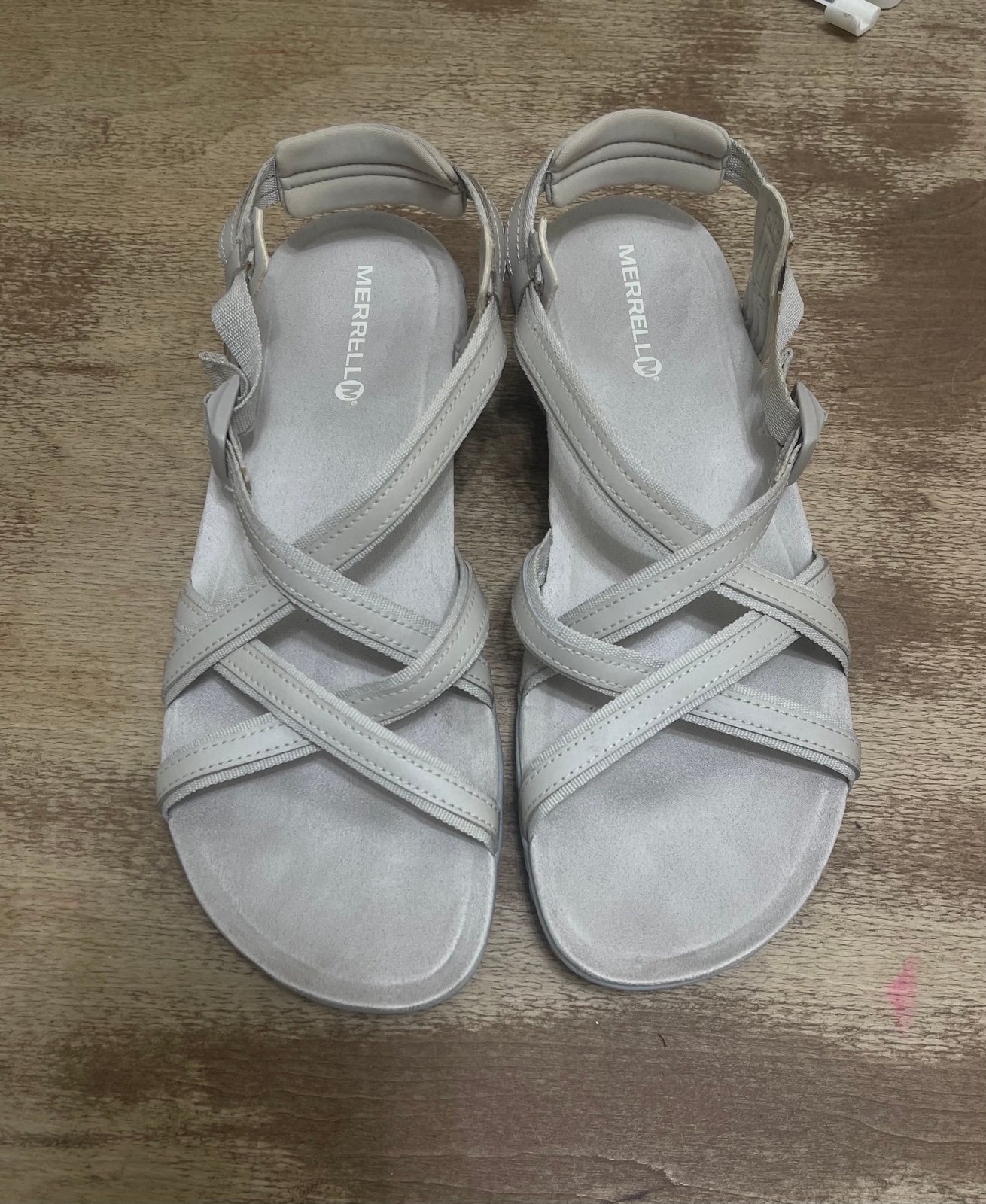 Merrell District Muri Lattice Sandals Size 10 Silver Lining Womens Comfort Beige