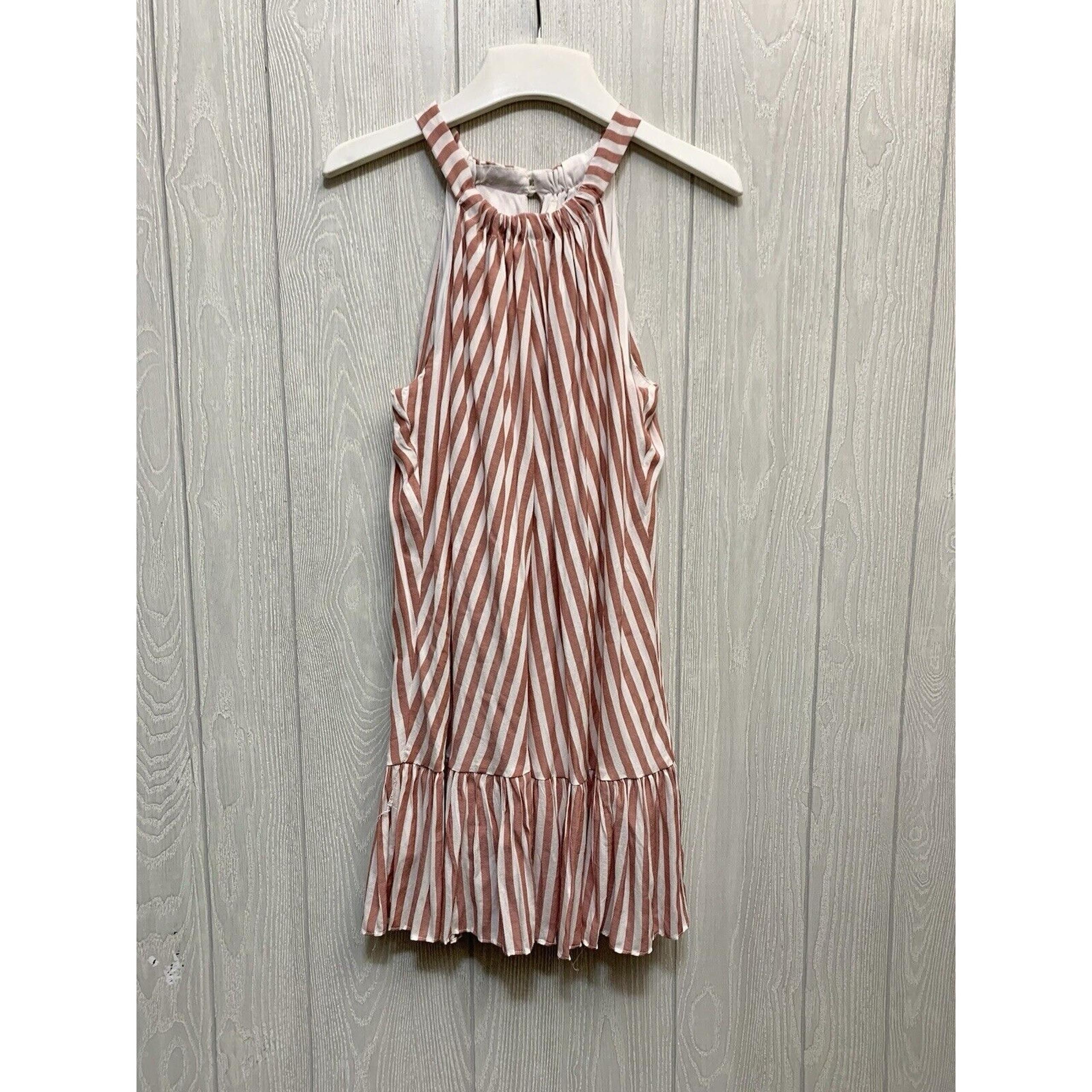 Mustard Seed Pink Stripe Halter Sleeveless Dress Size Small NWT