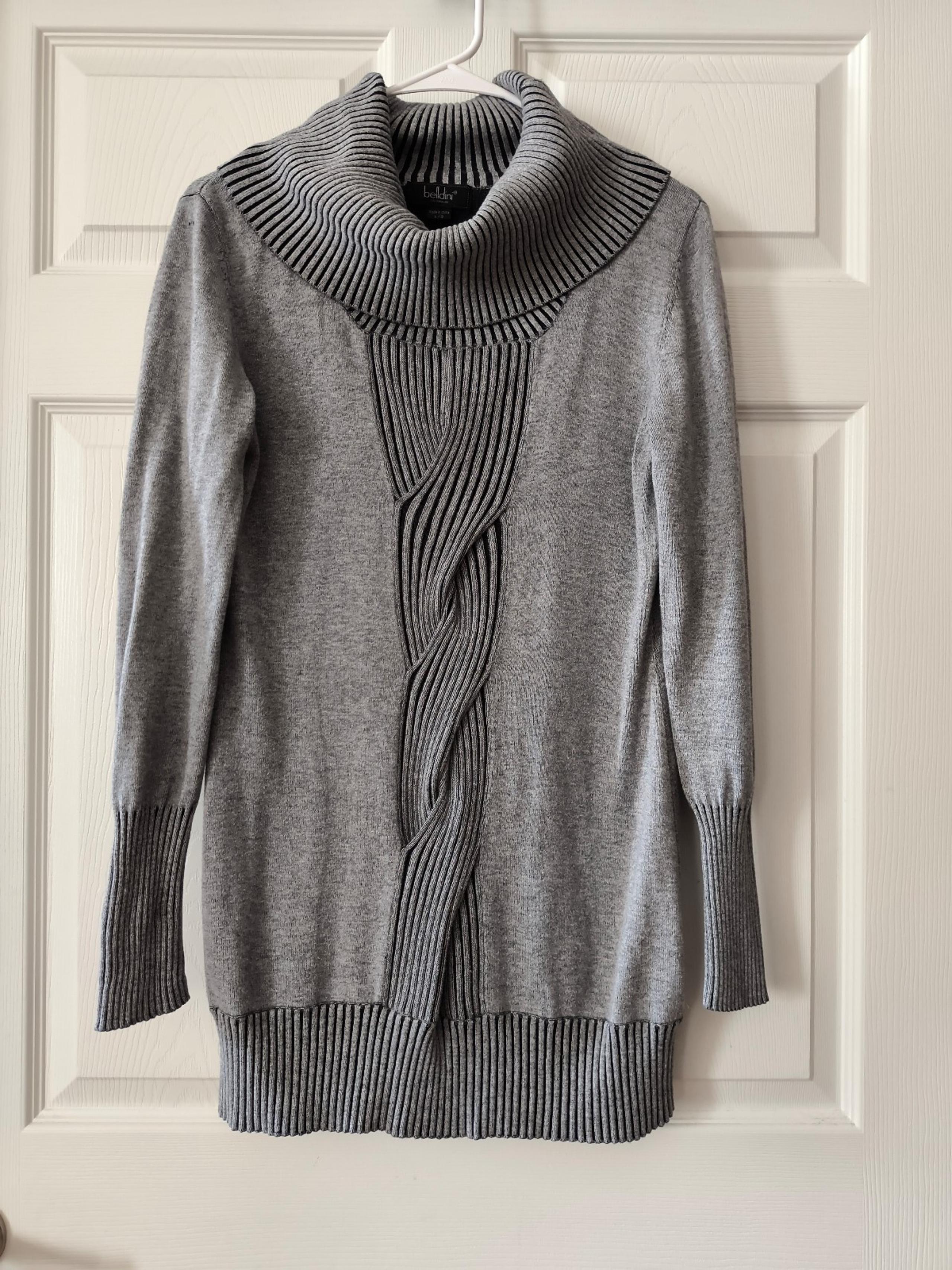Belldini ribbed cowl neck sweater gray large