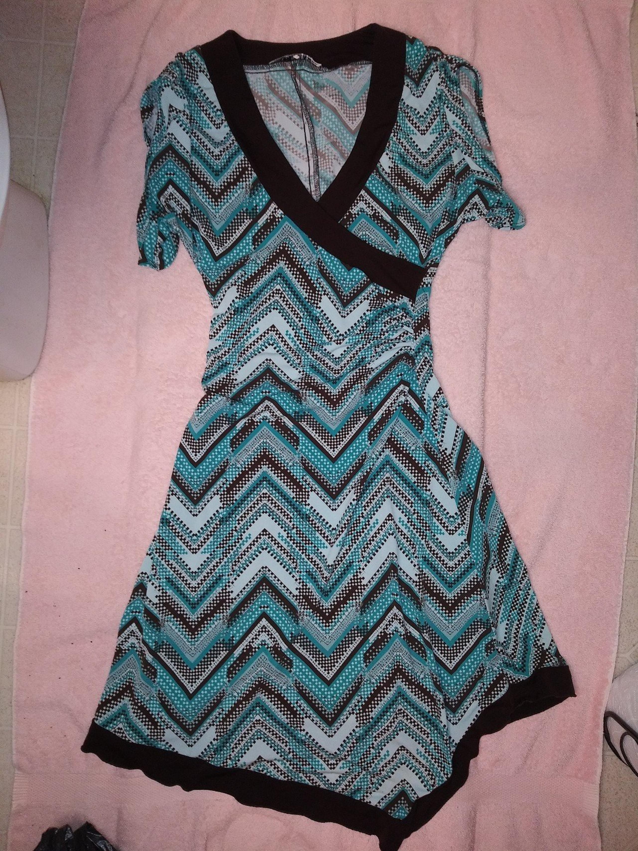 LaBelle turquoise faux wrap dress