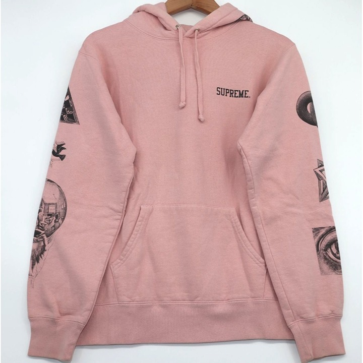 Supreme Pink Graphic Hoodie Sweatshirt With Drawstrings & Kangaroo Pocket