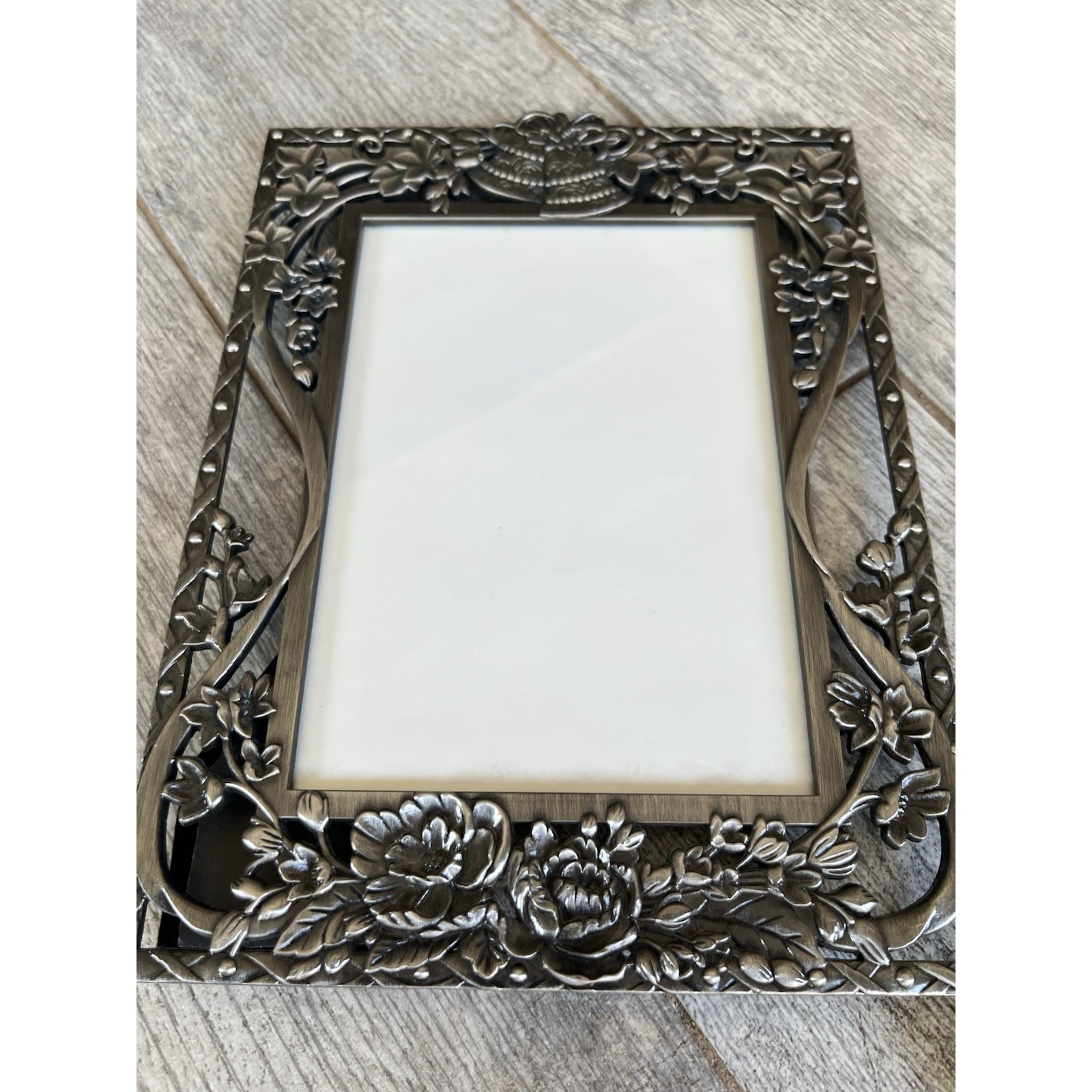 Weston Gallery Wedding Bells ANTIQUE Pewter Metal Frame 80s NWT 5 x 7 Photo