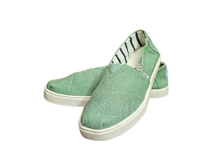 Toms Canvas Slip On Shoes Size 7W Green