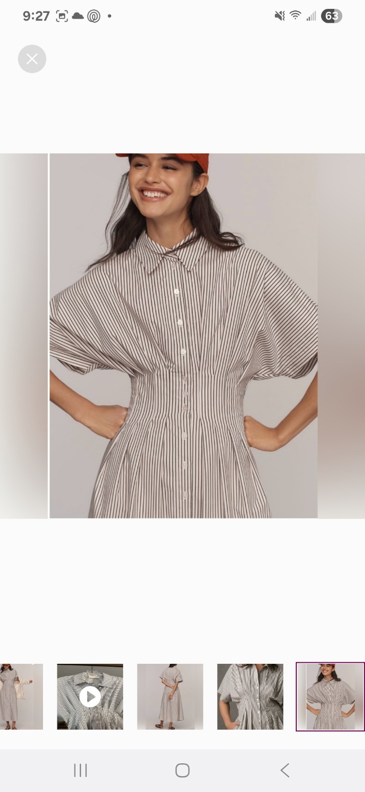 Tobie Striped Black , White Button Down Pleated Shirt Dress MP NWT