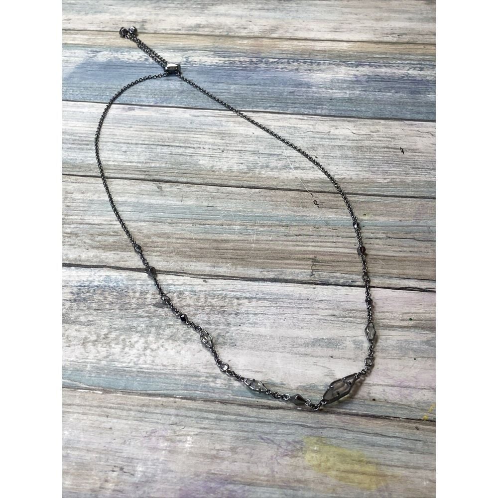 Kendra Scott Debra Adjustable Necklace Rhodium plated with dichroic glass NWOT