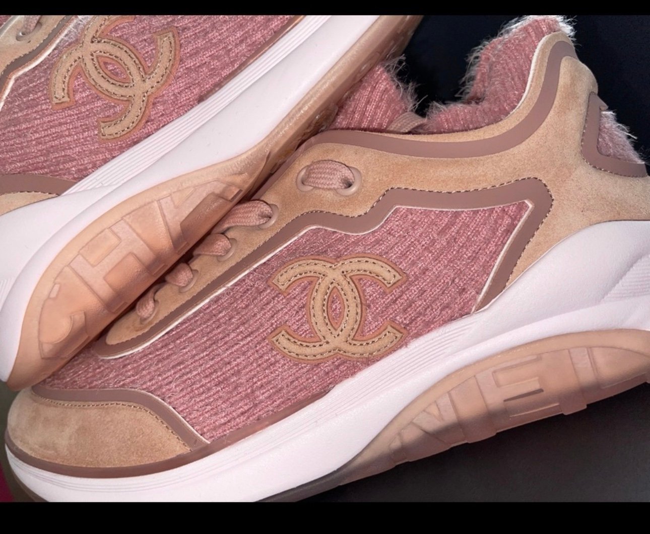 SOLD Chanel Pink Cashmere trainers