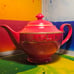Teavana Exclusive Collection Tea Red & Gold Filigree Bone China Pot Only