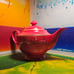 Teavana Exclusive Collection Tea Red & Gold Filigree Bone China Pot Only