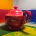 Teavana Exclusive Collection Tea Red & Gold Filigree Bone China Pot Only