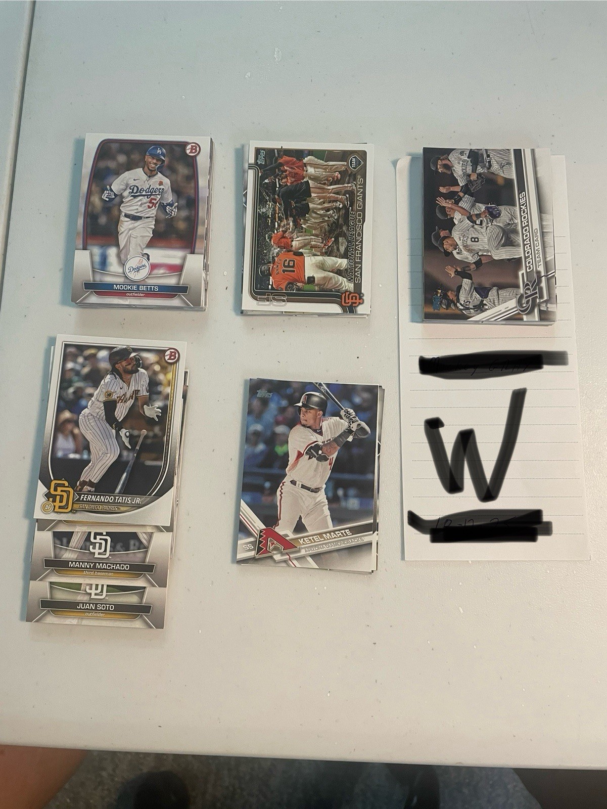 NL WEST Baseball Card Lot (59 cards) From 2017, 2020, 2023 and 2025