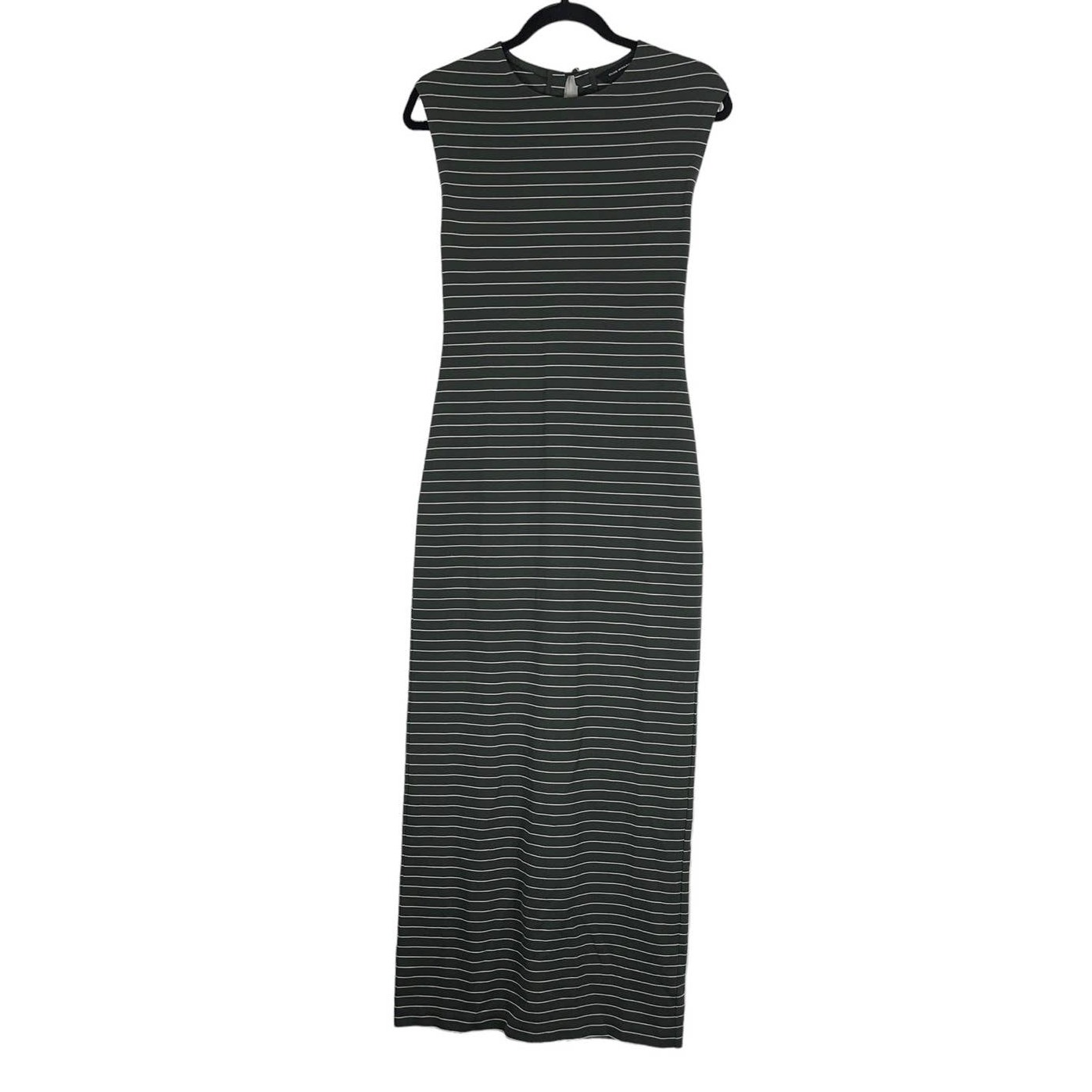 Club Monaco Womens size 0 dress gray striped keyhole back maxi sleeveless