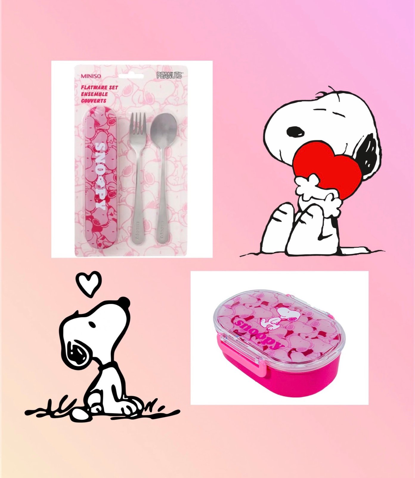 Peanuts Snoopy Bento Box and Flatware Set
