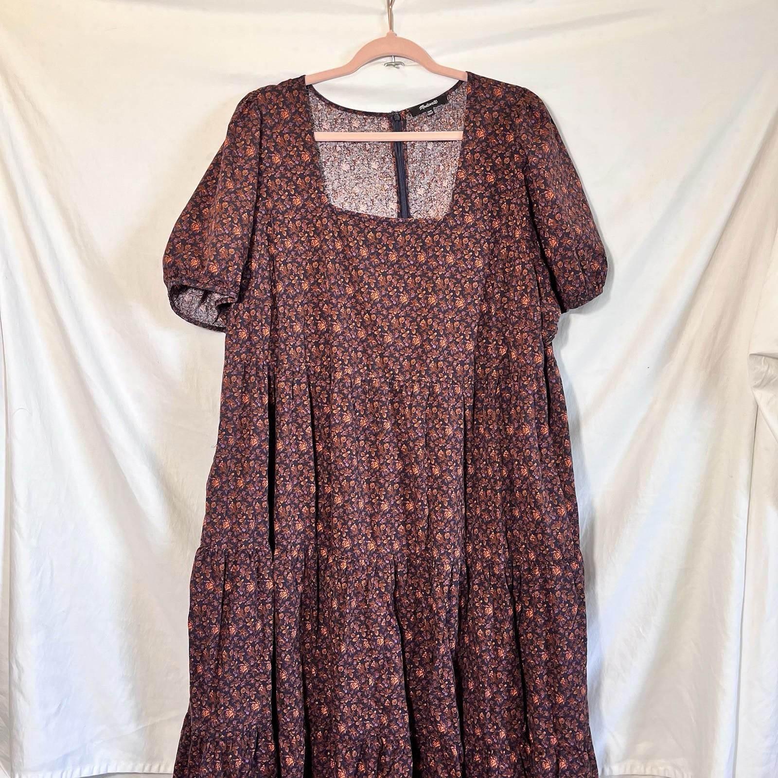Madewell Aidy Square-Neck Tiered Midi Dress in Orchard Floral Size 20W
