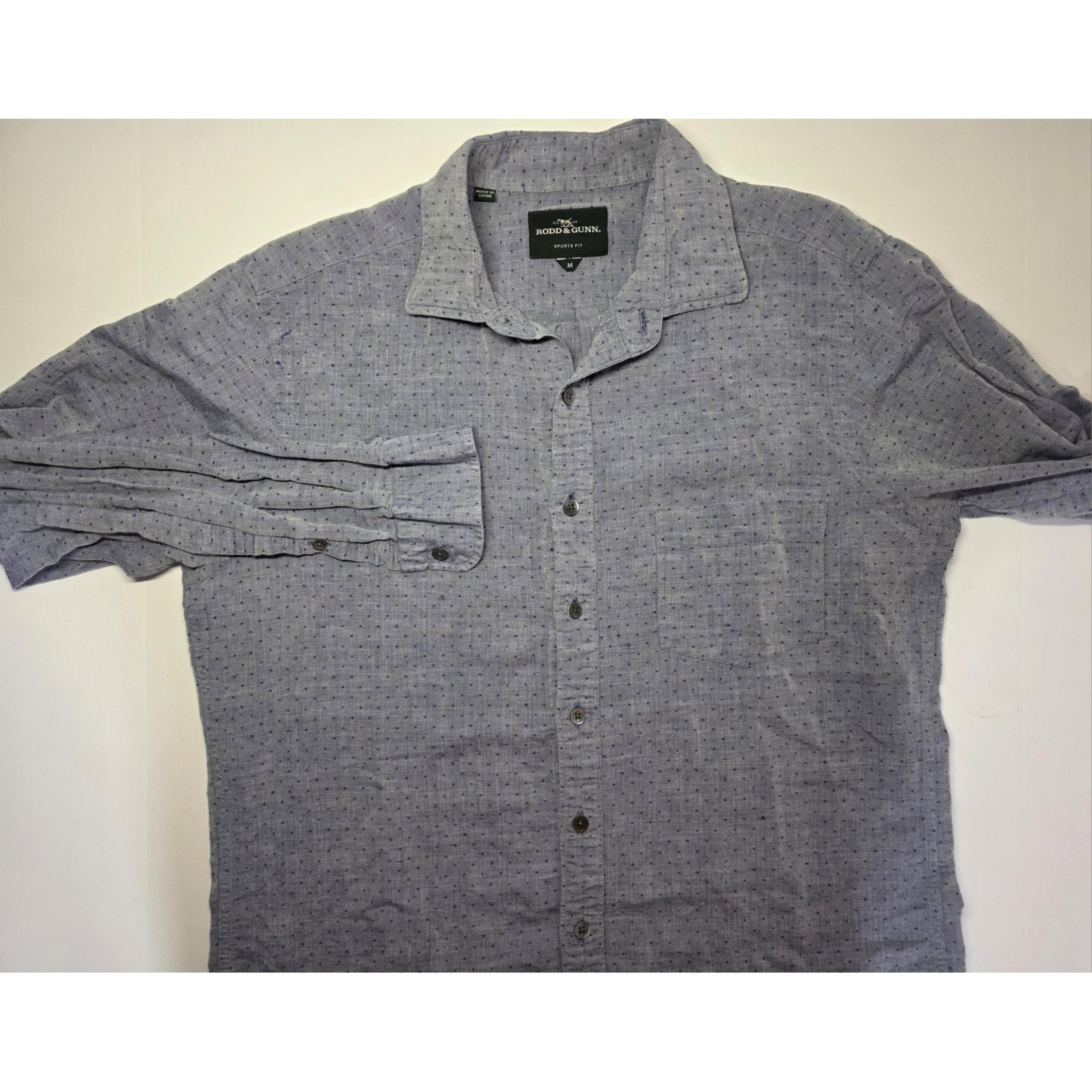 Rodd and Gunn Mens Size M Sports Fit Blue Linen Blend Long Sleeve Button Shirt