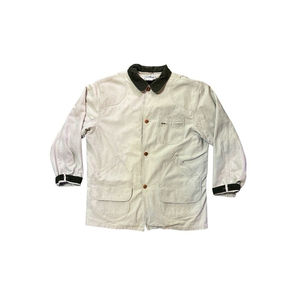Vintage L.L. Bean Men's Chore Jacket Flannel Lined Barn Beige Size XL Tall USA