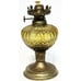 Vtg 60s Oil Lamp Mold Amber/gold Glass Metal Base No-Shade Made in Hong kong