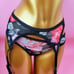 Floral Print Mesh Garter Lingerie Set