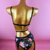Floral Print Mesh Garter Lingerie Set