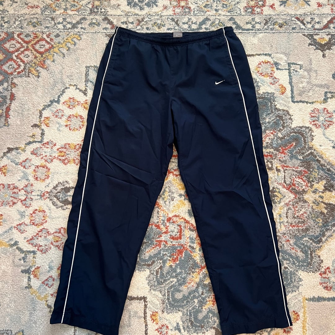 Vintage Y2K Nike Track Pants Navy Blue Ankle Zip