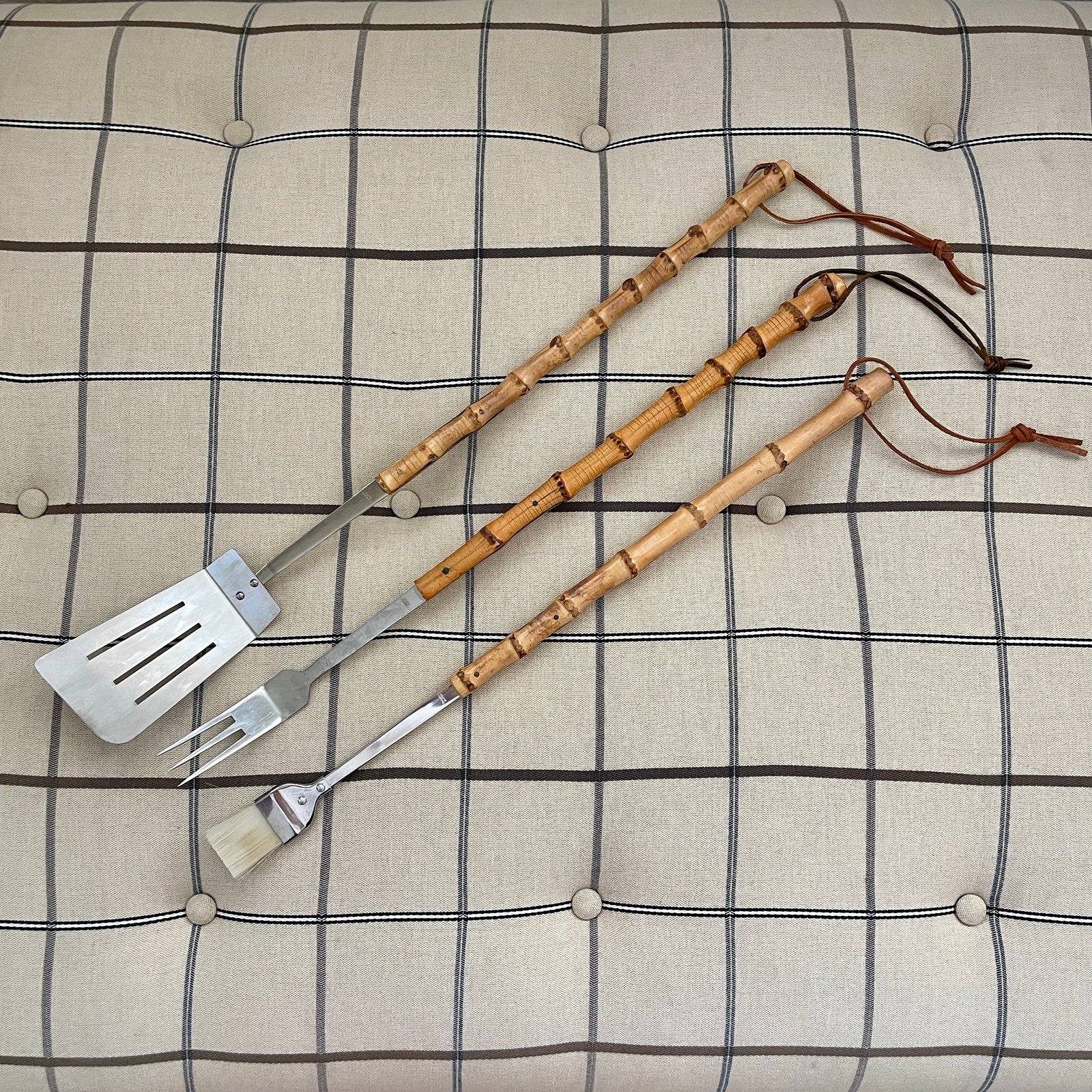 Vintage Bamboo Long Handle BBQ Tool Set