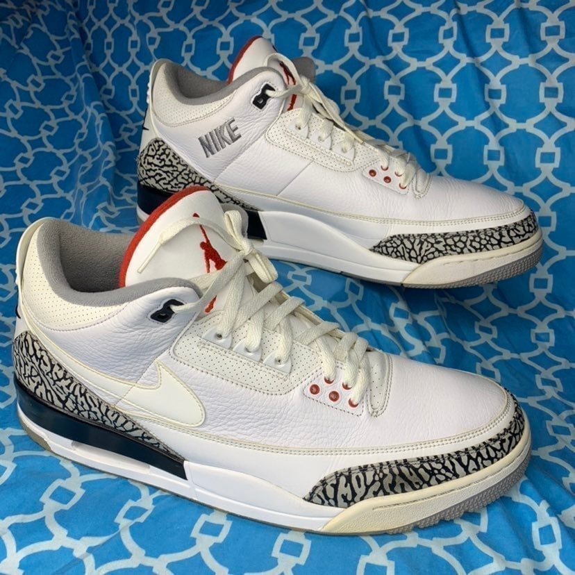 Mens size 17 Jordan 3 Retro JTH NRG White Cement Super Bowl 1st Tinkers rare acg