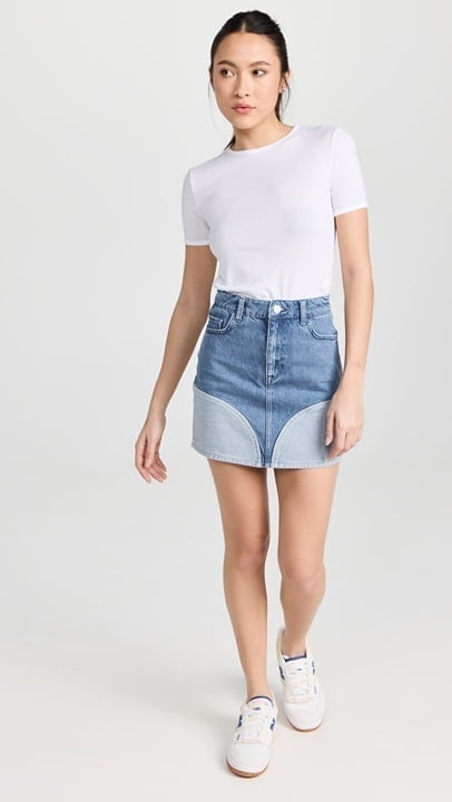 Triarchy Women's Size 25 Light Indigo Reverse Stirrup Denim Skirt NWT 265