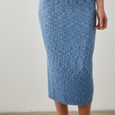 Rails Kendall Blue Ribbed Knit Midi Skirt-NWT