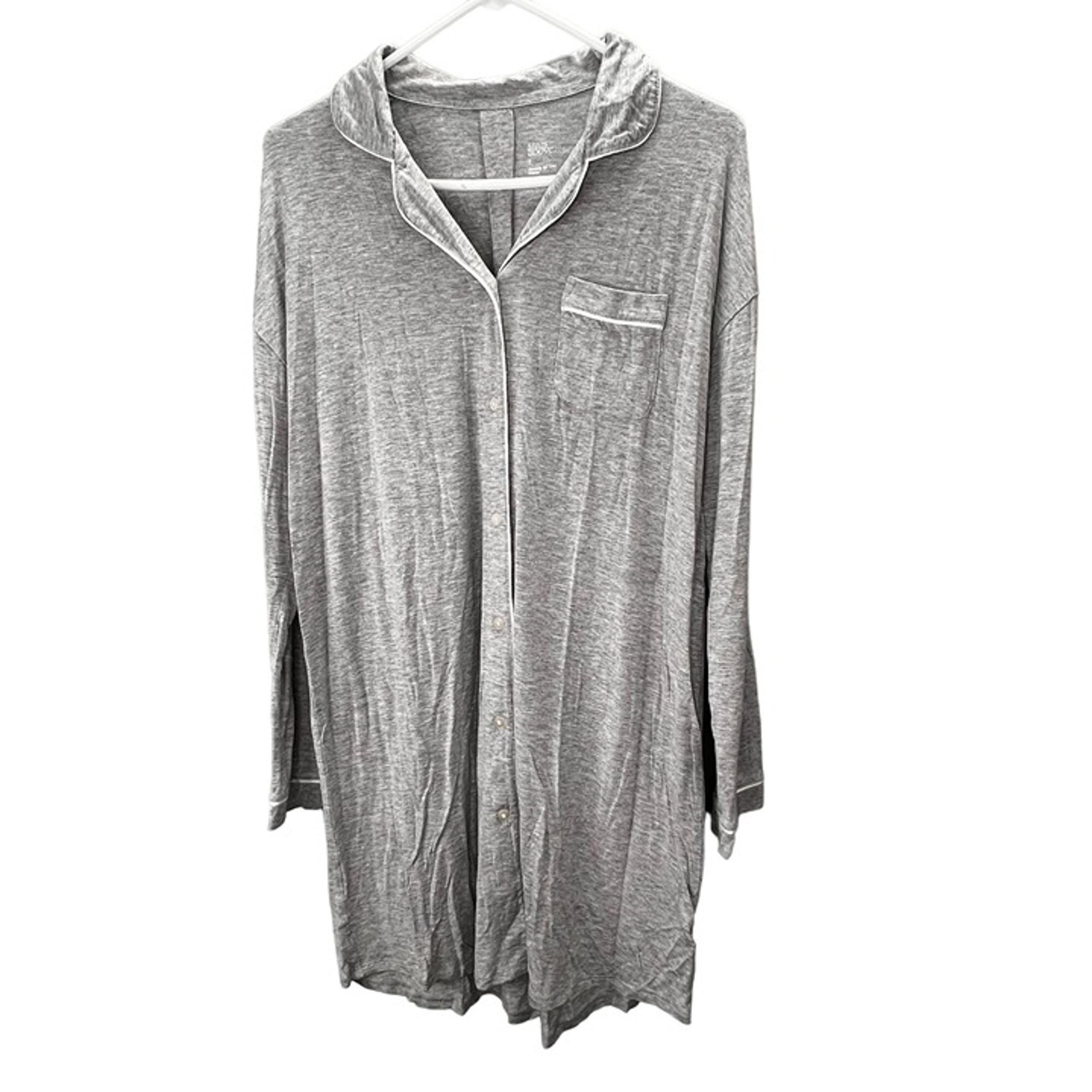 Stars Above Sleep Shirt Pajamas S Nightgown Tunic Button Front Gray