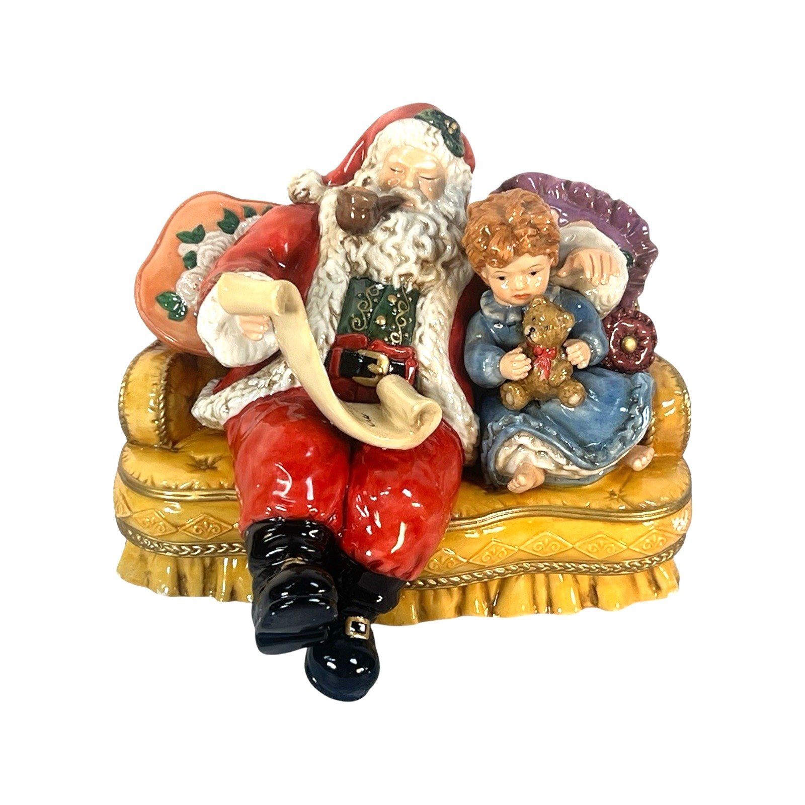 vtg 2003 Heritage Mint LTD Piece Porcelain Christmas Setting Santa & child girl