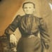 Antique Tiger Wood Framed Convex Bubble Glass Sepia Portrait Photo of Woman