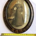 Antique Tiger Wood Framed Convex Bubble Glass Sepia Portrait Photo of Woman