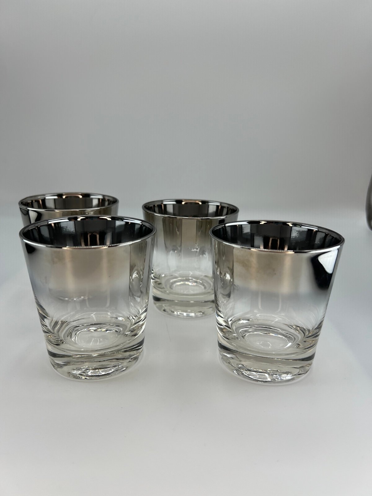 MCM Dorothy Thorpe Style Silver Fade 10oz Old Fashioned Rocks Glasses Set of 4.