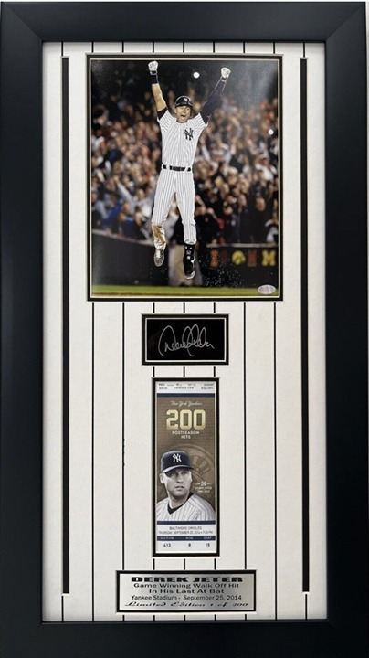 New York Yankees Derek Jeter 8x10 photo w/ ticket & engraved signature