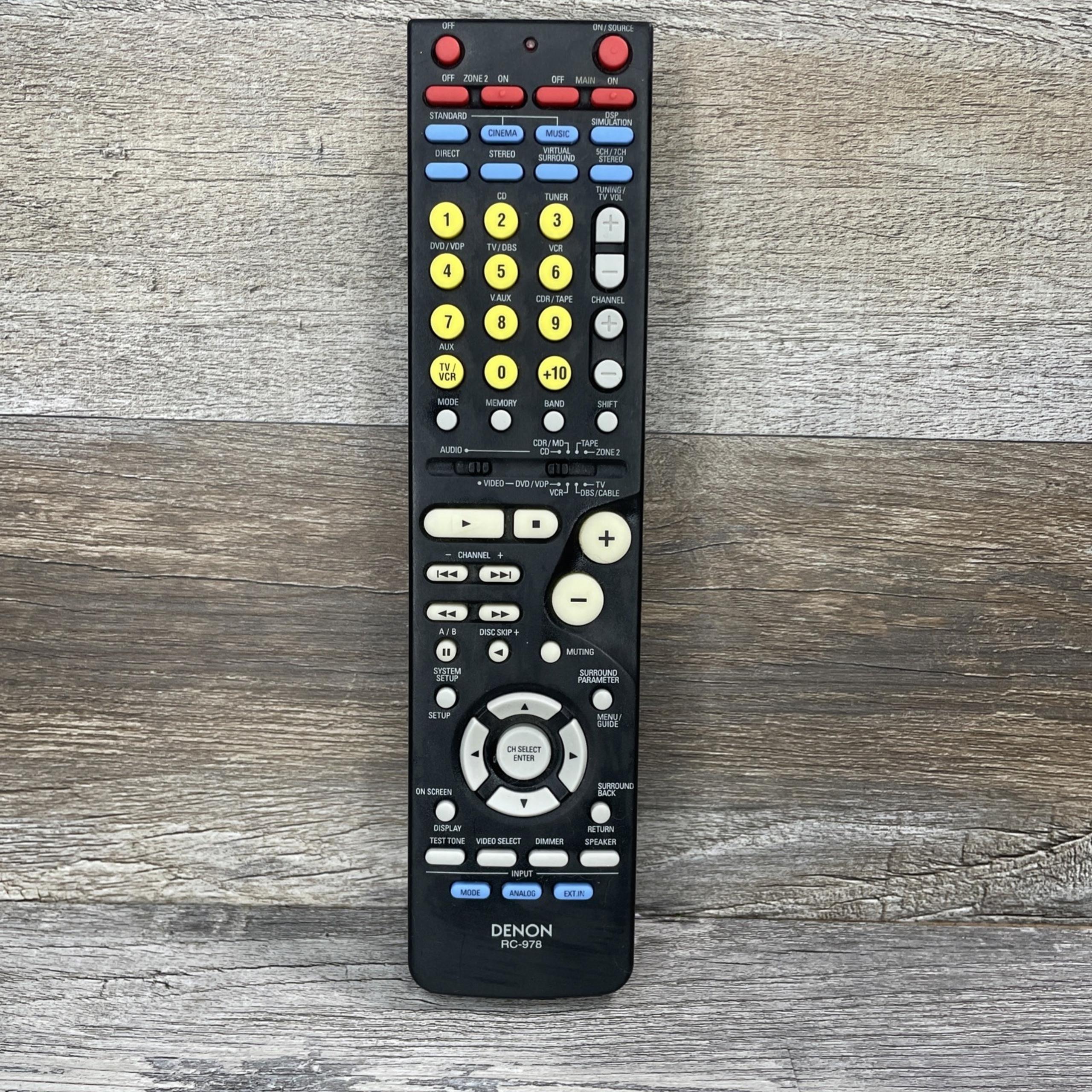 Denon RC-978 Remote for Receiver AVR-786, AVR-786S, AVR-785 - w/ New Batteries